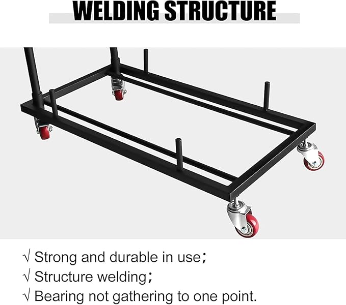 Multi-Function Folding Chairs Rack Dolly, Commercial Grade Steel Frame, Storage and Transport Cart for Plastic Resin and Wood Folding Chair