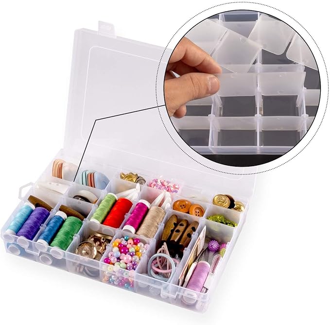 Plastic Organizer Container Box 36 Compartments Jewelry Storage Box with Adjustable Dividers (1 Pack)