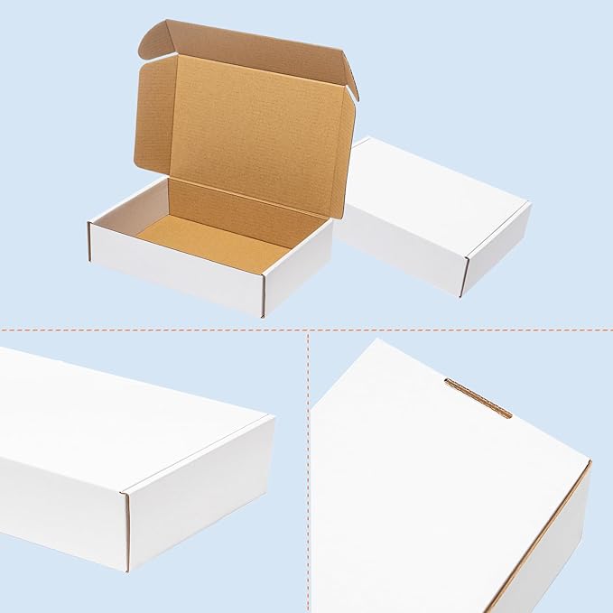 Shipping Boxes 9x6x2" 60 Pack - White Corrugated Cardboard Mailing Box for Small Business - Literature Mailer Packaging Supplies