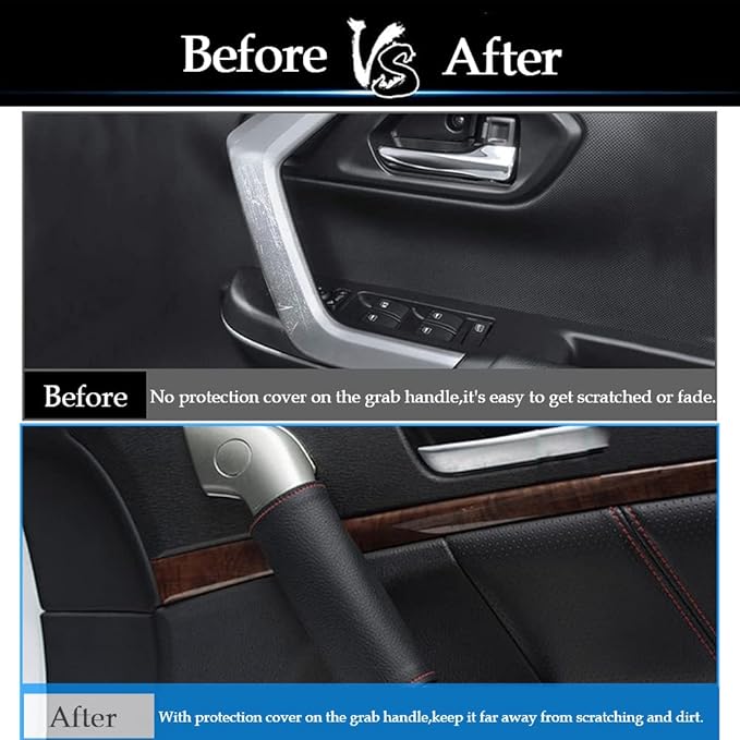 Car Grab Handle Cover,Soft Car Handle Protector,Car Grip Gloves, PU Leather Material,Interior Accessories for Most Cars,2Pcs