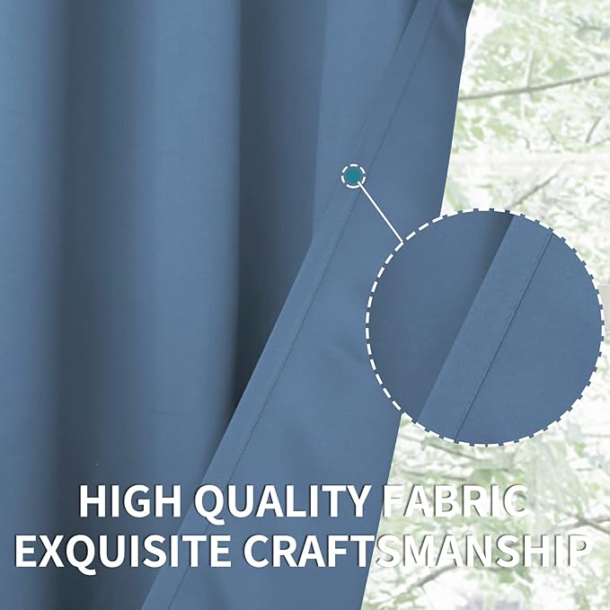 BGment Blackout Curtains for Bedroom - Grommet Thermal Insulated Room Darkening Curtains for Living Room, Set of 2 Panels, Each 55 x 96 Inch, Faded Denim