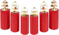 OUKANING 6 PCS Metal Display Pedestal Stands, Red Cylinder Display Stands Pillars, Decoration Cube Sculpture Display Column for Wedding Party Baby Shower Birthday, H27.56'', 26'', 23.62''