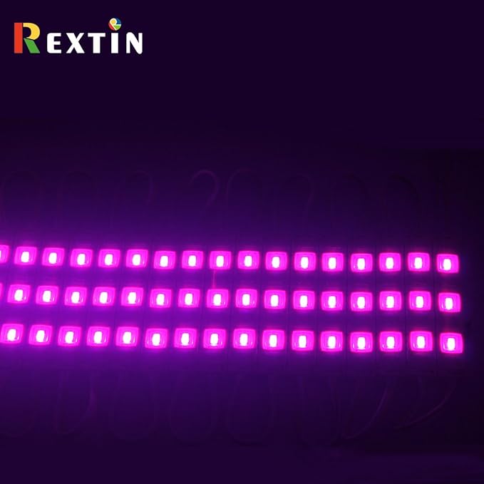 Rextin Super Bright 200pcs 3 LED Module Pink 5630 5730 SMD 40-45LM Per led Waterproof Decorative Light for Letter Sign Advertising Signs with Tape Adhesive Backside