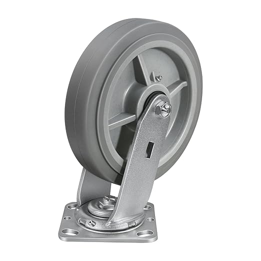 8'' × 2'' Caster Wheel, Heavy Duty Industrial Caster, Rubber Wheels with Roller Bearing, Load 1000lbs per Swivel Casters for Cart Dolly Toolbox Trolley (1 Swivel)