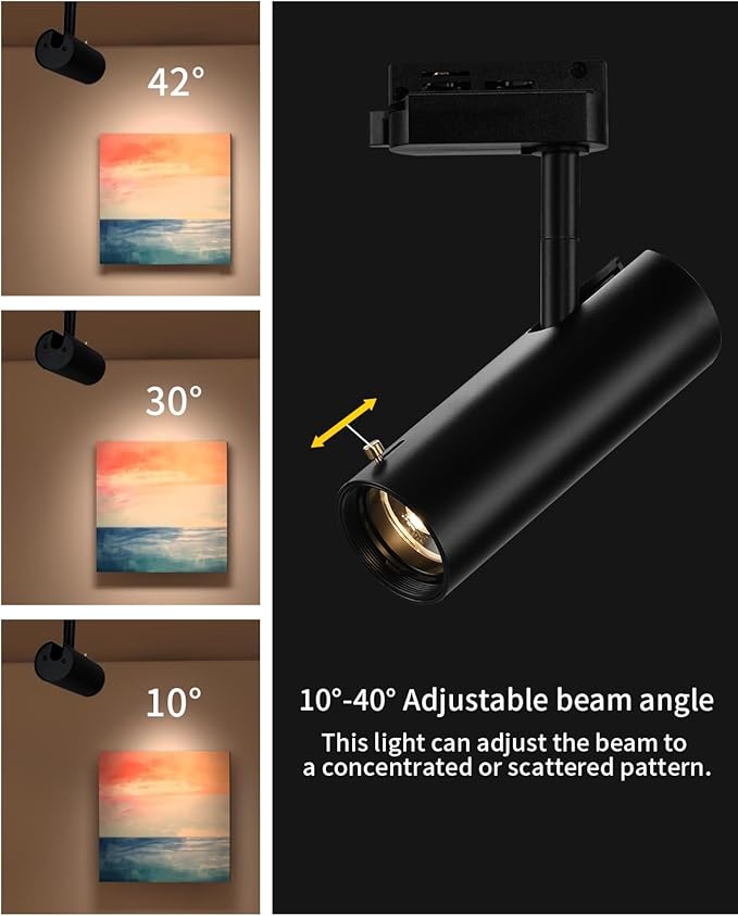 Ceiling Spotlight – 9W Adjustable LED Track Lighting Kit with 10°–40° Zoom Dimmable Indoor Ceiling Mount Spotlight Fixture in White