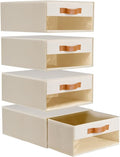 Closet Organizers and Storage Bins, Stackable Storage Drawers, Fabric Organizer Bins with Drawers,Stackable Closet Bins with Clear Window for Bedroom, Shelf,Room15.7"x 12.6"x 6.7"(Beige)
