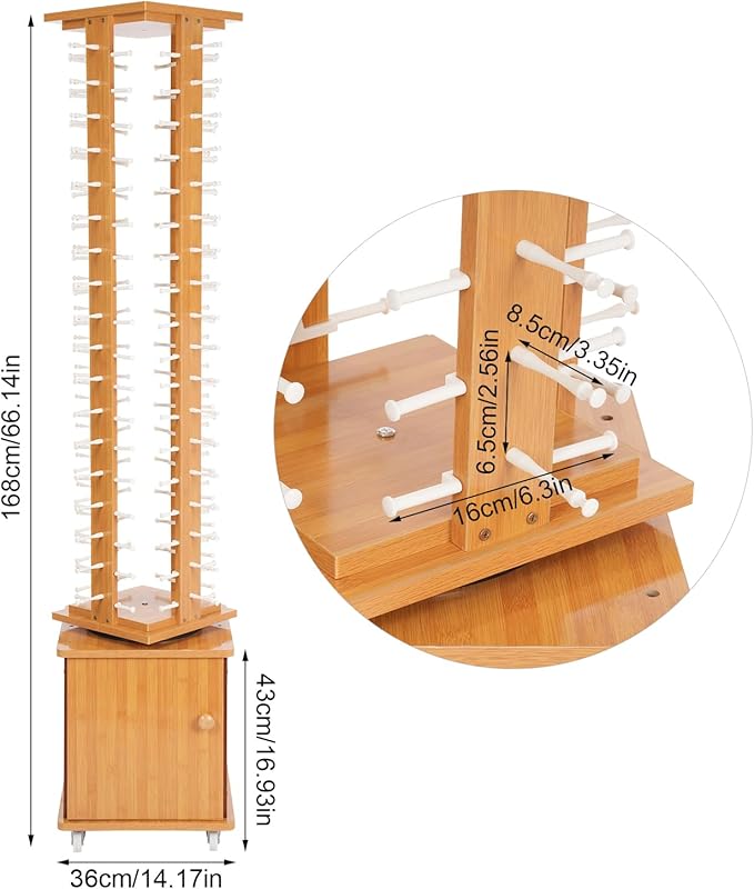 Sunglasses Display Stand, 72 Pairs Wooden 360° Rotating Sunglass Eyeglass Holder Organizer, Glasses Hanger Storage Rack for Retail Commercial Display, L14.2*H66.1in, Brown