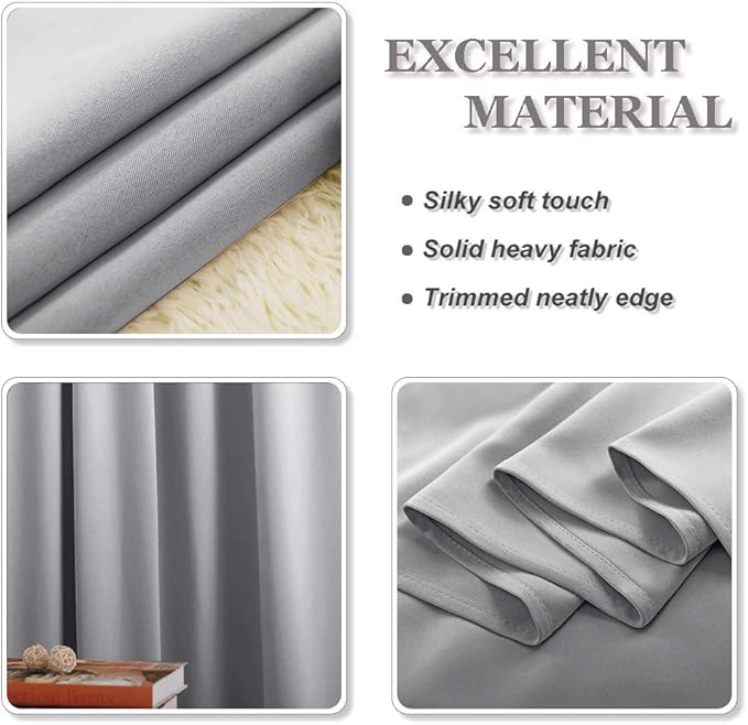 PONY DANCE Curtains for Living Room - Window Covering Curtains and Drapes Modern Design Drapes Energy Efficient for Bedroom Home, 34" W x 72" L, Silver Grey, Set of 2