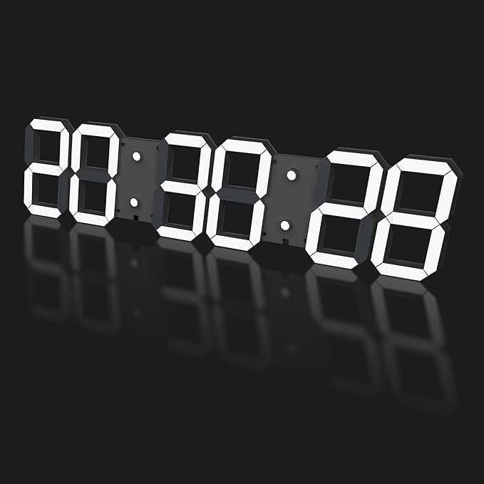 Large Digital Wall Clock 27" with Remote Control,3D Led Clock Adjustable Brightness Timer 12/24 Hr Time/Date/Temperature for Living Room/Office/Restaurant
