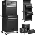 Goplus Tool Chest, 3-in-1 Rolling 6 Drawers Tool Cabinet with Detachable Top Toolbox, Middle Tool Storage, Universal Lockable Wheels, Protective Liner, Auto Lock, Metal Tool Box for Garage Workshop