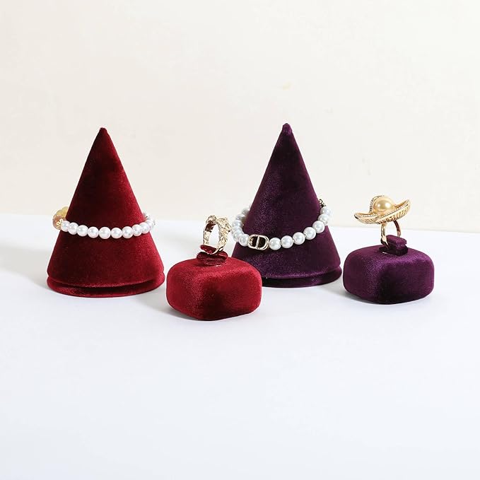 GemeShou Red Ring Display Stand for Jewelry, Velvet Single Ring Holder for selling, Cute Jewelry Display for Show【Red】