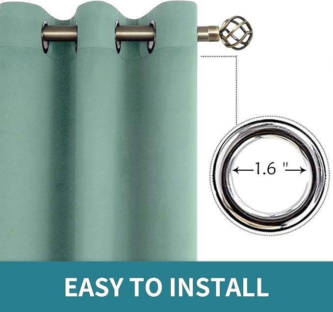 BGment Blackout Curtains - Grommet Thermal Insulated Room Darkening Bedroom and Living Room Curtains, Set of 2 Panels (52 x 95 Inch, Frosty Green)
