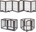 unipaws 144" Extra Wide Dog Gate and Pet Playpen, Free Standing Tall Dog Fence with Walk Through Door, Barriers for Home, Use as Indoor Cats Pen, Rabbit Pen, Espresso