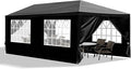 10x20 FT Party Tent, Outdoor Wedding Tents for Parties, Canopy Event Tent with 6 Removable Sidewalls, Waterproof Gazebo Shelter for Birthday Parties, Weddings, BBQs & Events (10X20FT-6Sides Black)