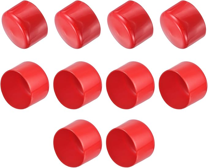 uxcell 10pcs Rubber End Caps 59mm ID Vinyl Round End Cap Cover Screw Thread Protector Red