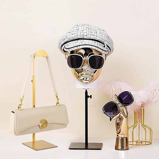 Purse Display Stand, 3 Pack Purse Stands for Display, Gold Heavy-Duty Steel Handbag Hanger Adjustable Bag Holder Purse Rack for Retail, Boutiques, Shop RCS 50% Recycled post-consumer metal