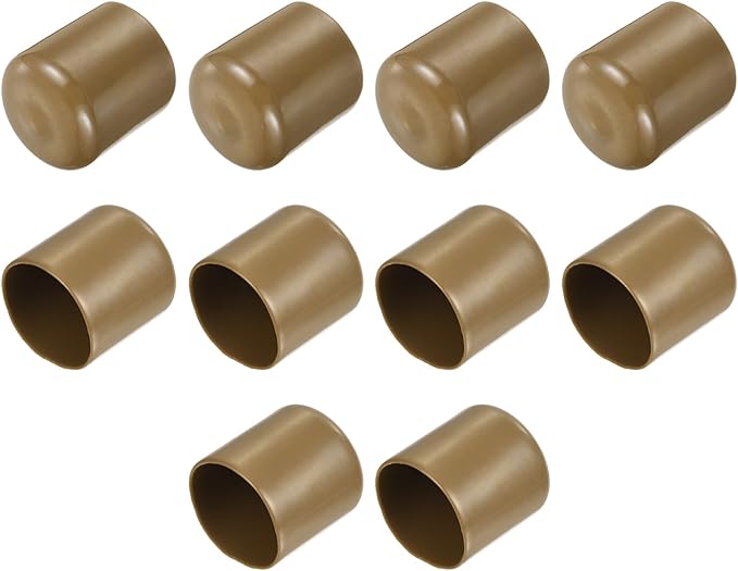 uxcell 10pcs Rubber End Caps 32mm(1 1/4") ID Vinyl Round End Cap Cover Screw Thread Protectors Light Brown
