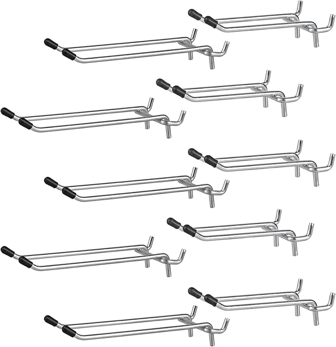 G.CORE 10 Pack Pegboard Hooks, Peg Board Tool Utility Hooks & Hangers Fit 1/4" Pegboards, Heavy Duty Metal Peg Board Shelving Hooks, Wall Organizers and Storage for Craft Room Garage Workbench Office