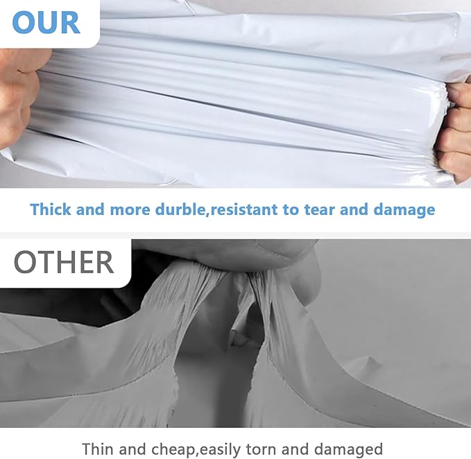 50pcs 14.5x19" White Poly Mailers - Self Adhesive Shipping Bags, Waterproof Bulk Packaging for Clothes & E-Commerce