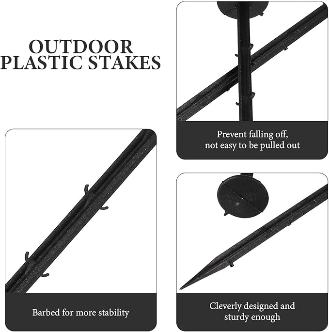STOBAZA 100Pcs Plastic Ground Stakes Garden Pegs for Fixing Grass Cloth Sunshade Net Tarpaulin Landscape Anchors for Soil Sand Stone