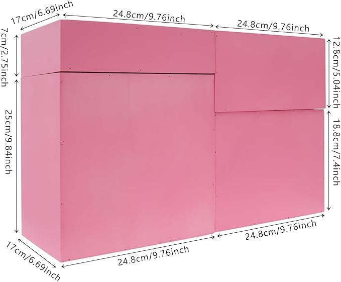 4-piece Drawer Cabinet, Organizer Sorter Container Keeper Unit Storage Box Stackable Chest Divider Shelf System with 10 Drawers & 4 Stackable Units for Home Office Study Room Dorm Bedroom(Pink)