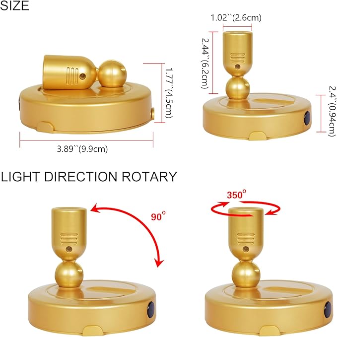 Indoor Spotlight, Battery Operated Spotlights with Remote, Picture Lights for Wall, Plant Tree Spotlight with Timer, Up Lights for Art Display Dartboard Painting Artwork Accent Frames-Gold