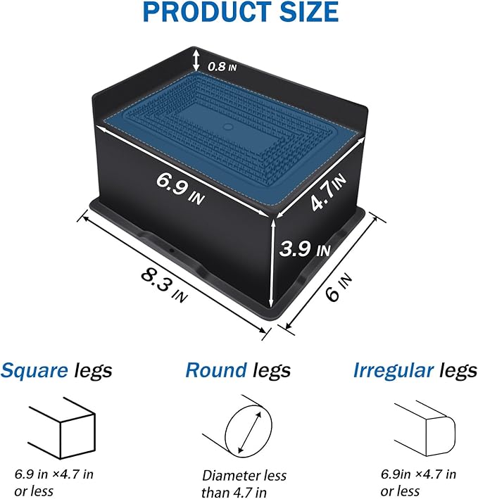 Bed Risers 4 Inch Heavy Duty,Oversized Couch Risers, Extra Wide Furniture Risers for Sofa Table Desk Headboard Chair Lifting,Rectangle Risering Blocks Support 6000 lbs(6 Pack Black)