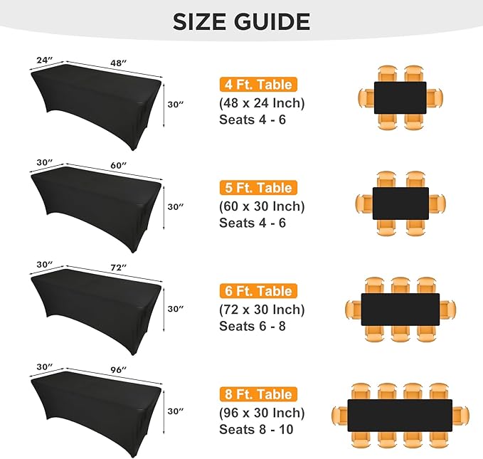 Spandex Table Cover 1 Pack 6FT Black Fitted Tablecloths,Washable Wrinkle Resistant Stretch Table Cloth Rectangle for Vendor Booth Display Items,Party Supplies for Adults,Wedding Decorations,Banquet