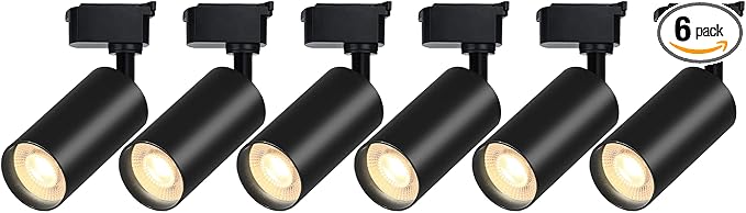 Brightened H Type Track Lighting Heads, 6PCS 6000K Cool White 20W 2400lm for Accent Lighting, Dimmable LED Track Lighting Ceiling Spotlight Fixture