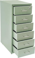 Vertical File Cabinet with 6 Drawer, Metal File Cabinet with Lock Filing Storage with Mobile Casters for A4 Legal/Letter Size Narrow