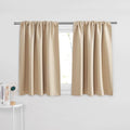 PONY DANCE Short Length Curtains for Kitchen, Solid Half Window Curtain Tiers for Bathroom Energy Saving Privacy Shade for RV Camper, Wide 29 x Long 30 inches per Panel, Biscotti Beige, Set of 2