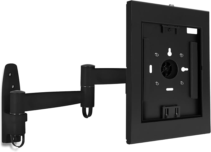 Mount-It! Anti-Theft Tablet Kiosk Wall Mount Compatible with iPad 10, 9, 8, Pro 10.5, Air 10.5, Secure Locking Tablet Enclosure for iPad, Steel Full Motion Wall Mounted Kiosk, Black