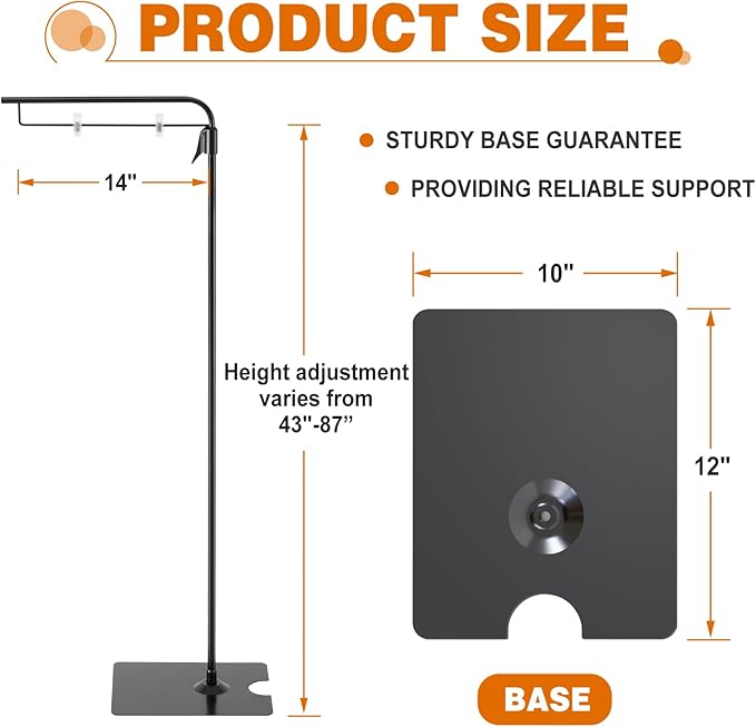 Blulu 2 Pcs Adjustable Hanging Poster Stand Sign Holder 43-87 Inch Pallet Floor Standing Poster Display Black Heavy Duty Double Sided Clip on Mobile Banner Stand with Base for Outdoor Hanging Display