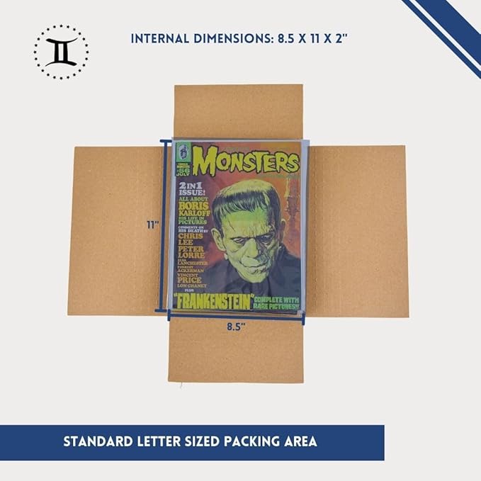 Gemini Magazine and Comic Book Mailers for Shipping (8.5x11x2’’ – 100 Mailers + 100 Fillers) | Protective Fillers for Extra Support | US-Made, Expandable, Great for Shipping Documents, Photos & More.