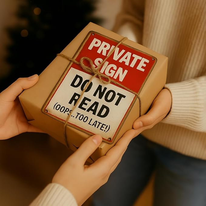 Private Sign Do Not Read Oops Too Lates Funny Tin Metal Sign 12x8 Inch - Retro Vintage Wall Art Decor for Home or Garage (Oops-late)