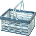 Collapsible Storage Crate with Handles, 20L Foldable Plastic Basket, Organizer Container (Light blue, M)