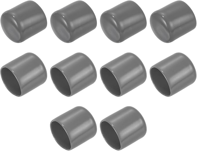 uxcell 10pcs Rubber End Caps 24mm ID Vinyl Round End Cap Cover Screw Thread Protectors Dark Grey