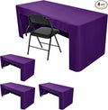 HolidayIdeas Open Back Fitted Tableclothss for 4 Foot Rectangle Table, Wrinkle Resistant Washable Table Covers 24x48 Inch for Craft Fairs, Banquets, Trade Show Display, Purple,4 Pcs