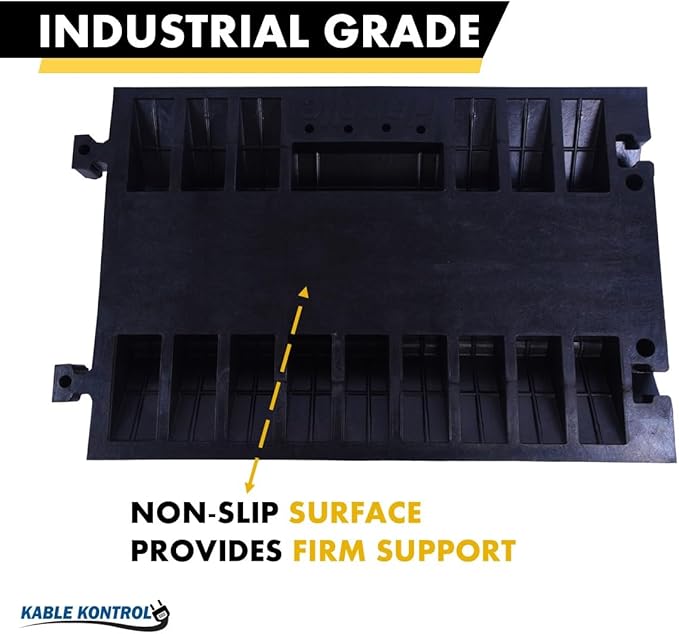 Kable Kontrol Atlas Heavy Duty Cable Protector Ramp - 2 Channel Bulk Wholesale Pallet - 10 Pcs - 35” Long Black & Yellow – 32000 Lbs Capacity - Rubber Speed Bump Wire Protector Cord Cover – CP9985