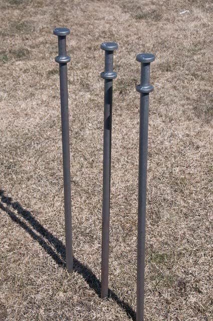 Double Head Tent Stakes - Heavy Duty Steel Tent Stakes, Versatile Ground Spikes to Anchor Commercial Inflatables, Party Tents, and Outdoor Camping Shelters, 3/4 x 24 Inch, 25-Pack