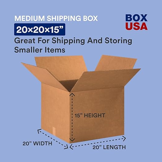BOX USA Moving Boxes Large 20"L x 20"W x 15"H 12-Pack - Corrugated Cardboard Box for Shipping, Mailing, Packing, Packaging and Storage