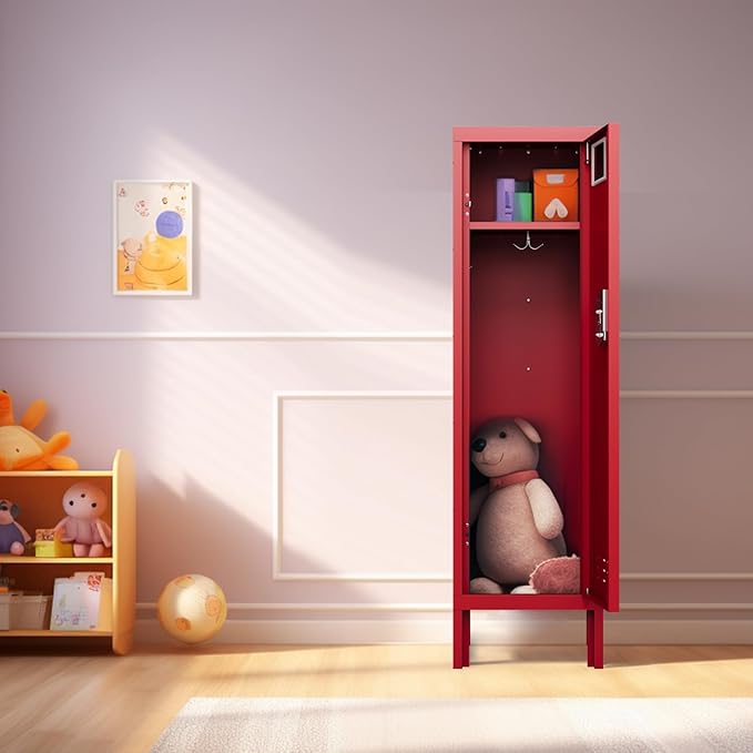 Metal Cabinet Home Office Storage, Lockable Steel Locker with Door, 54" Height, Multi-Purpose for Home, Office, Gym, School, Garage