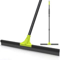Floor Squeegee Heavy Duty, 24” Rubber Foam Water Scraper Broom, Epoxy Wiper Mop with 62 inches Long Handle for Cleaning Concrete Pool Rug Garage Deck Shower Window Outdoor Indoor (Green)