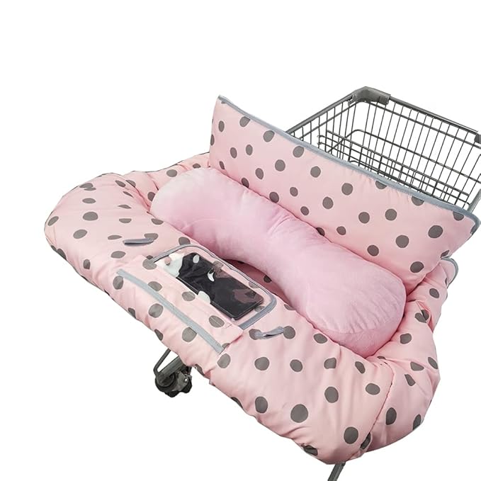 Shopping Cart Cover for Baby/Toddler with Supportive seat positioner, Cozy High Chair Cover, Pink