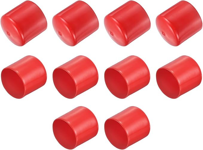 uxcell 10pcs Rubber End Caps 46mm ID Vinyl Round End Cap Cover Screw Thread Protector Red