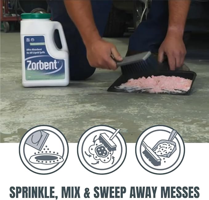 Zorbent Oil Spill Absorbent | 5 Quart Jug Absorbs up to a Gallon of Liquid. Non-Toxic, Low-Dust, with Cleaning Agent. For Fast Industrial and Commercial Spill Cleanup