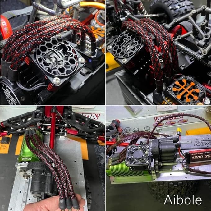 25Ft-1/8inch PET Expandable Braided Wire Sleeving,Wire Loom Cable Sleeve for TV,Computer,Home Theater,Automotive,Home Industrial,Electrical Wires,Chemical,Protect Cat from Chewing Cords,BlackRed