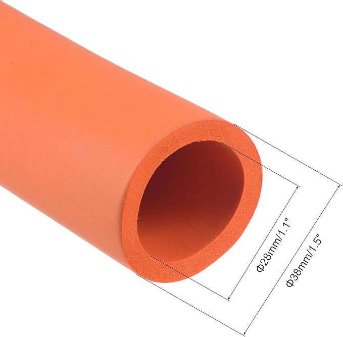 uxcell Foam Tubing for Handle Grip Support, 28mm ID 38mm OD 1m Length Orange