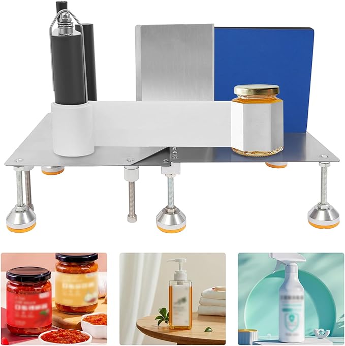 Manual Bottle Label Machine, Round Bottle Labeling Machine Desktop Label Applicator for Round/Square/Polygonal/Hexagonal Bottles
