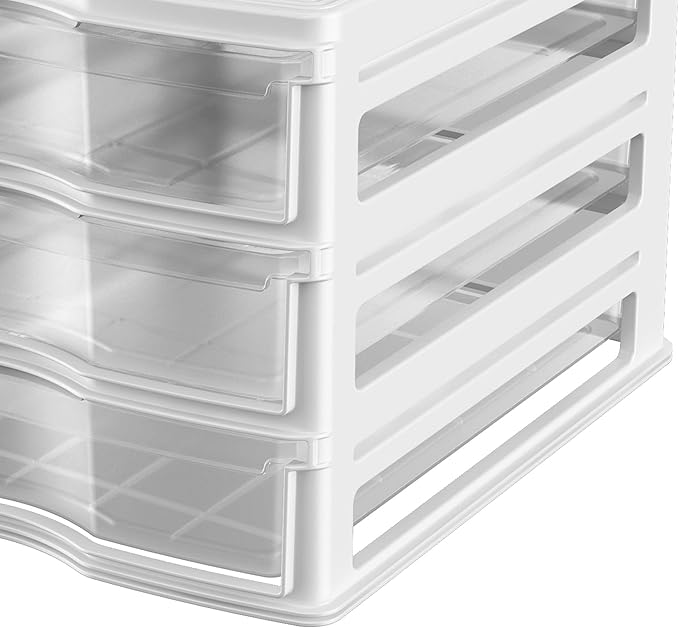Life Story 3 Drawer Stackable Shelf Organizer Plastic Storage Drawers for Bathroom Storage, Make Up, Or Pantry Organization, White